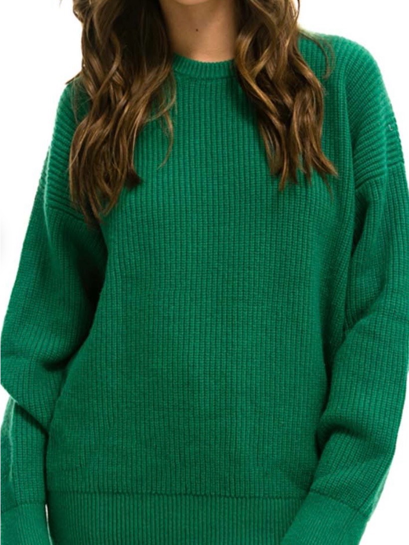 Aviator Nation Vintage Cabin Unisex Cashmere Sweater In Emerald Green.